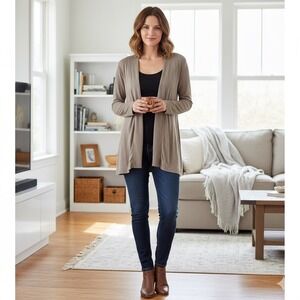 Chico's Travelers Cardigan Sweater Women 3 US XL Tan Beige One Button Stretch‎